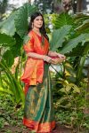 BioEarths Women’s Banarsi Silk With Gold-Toned Zari Jacquard Work Saree 4